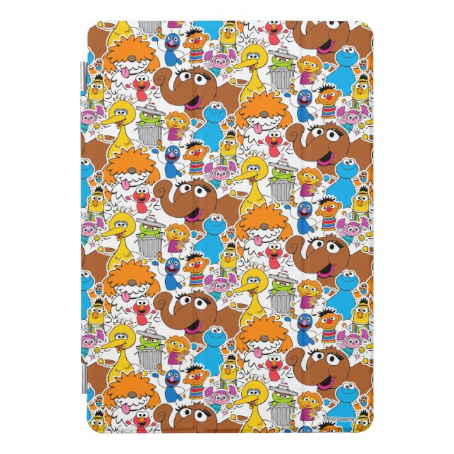 Sesame Street Pals Doodley Pattern iPad Pro Cover (Front)
