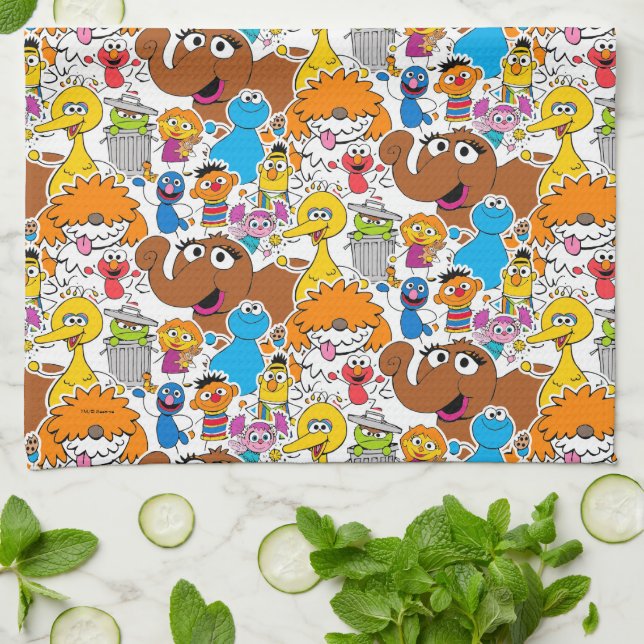 Sesame Street Pals Doodley Pattern Kitchen Towel (Folded)