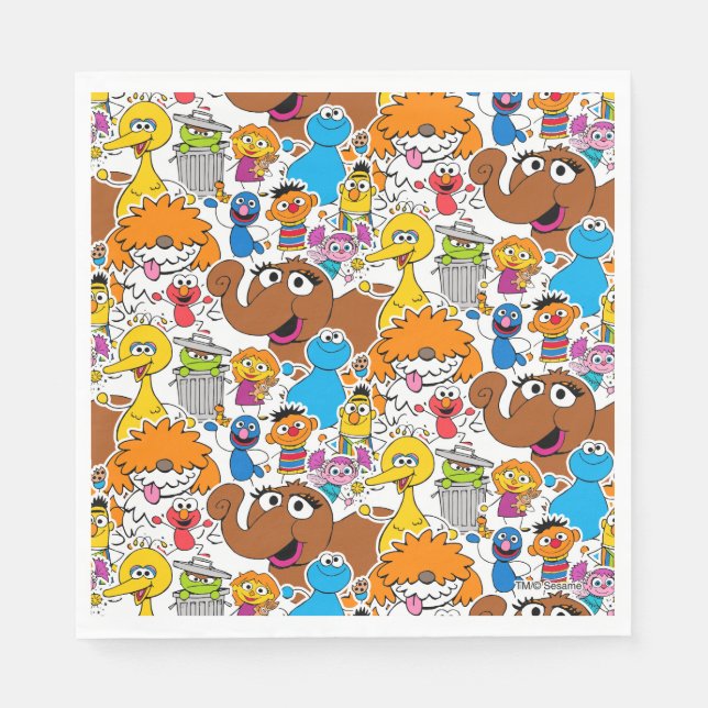 Sesame Street Pals Doodley Pattern Napkins (Front)