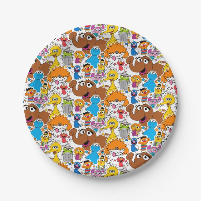 Sesame Street Pals Doodley Pattern Paper Plates (Front)
