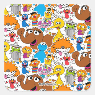 Sesame Street Pals Doodley Pattern Square Sticker