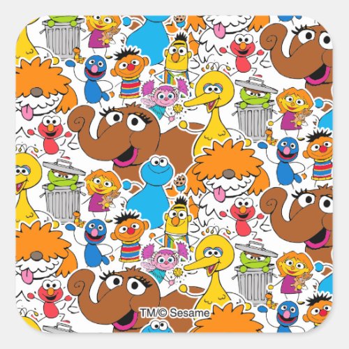 Sesame Street Pals Doodley Pattern Square Sticker