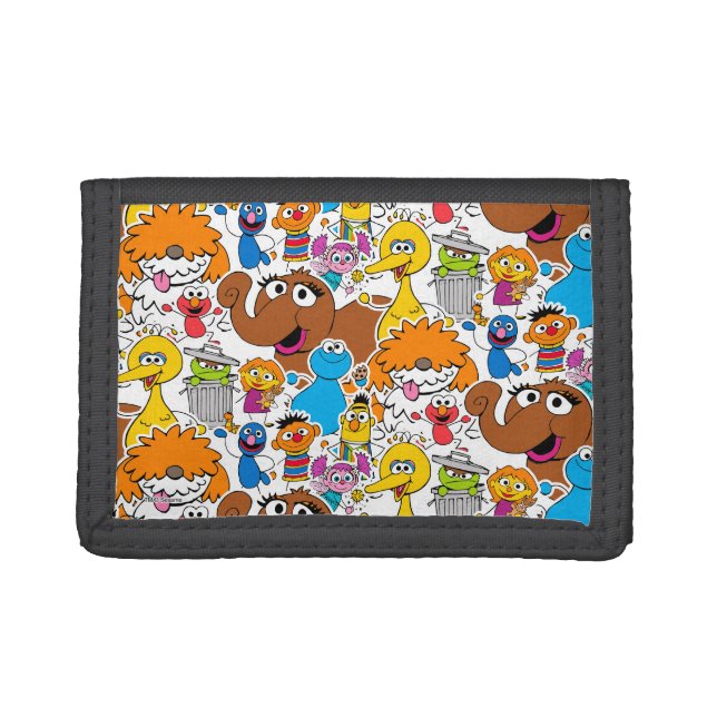 Sesame Street Pals Doodley Pattern Trifold Wallet (Front)