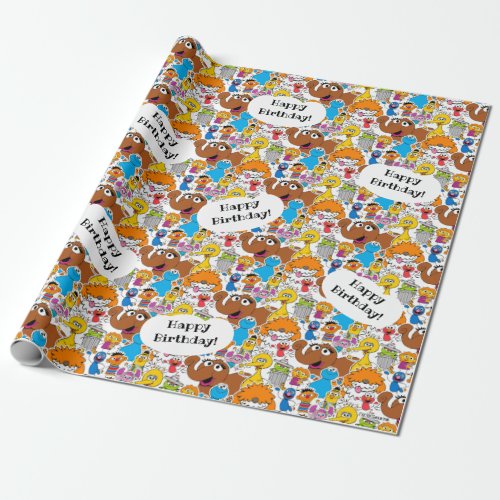 Sesame Street Pals Doodley Pattern Wrapping Paper