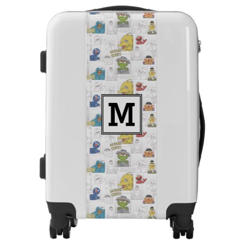 Sesame Street Pals Emoji Pattern  Monogram Luggage