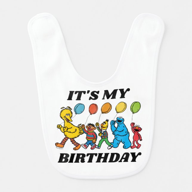 Sesame Street Pals | It's My Birthday Balloons Baby Bib (Front)