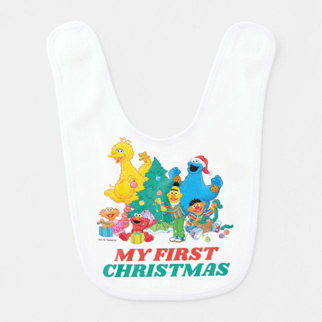 Sesame Street Pals  | My First Christmas Baby Bib (Front)