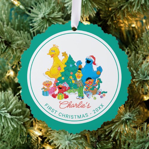 Sesame Street Pals   My First Christmas Photo Ornament Card