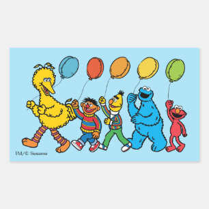 Sesame Street Pals Party Balloons Rectangular Sticker