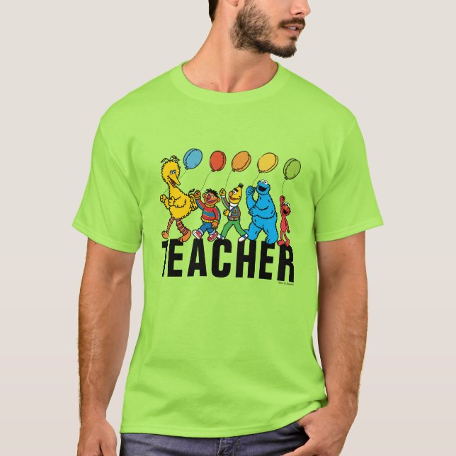 Sesame Street Pals | Party Balloons Teacher T-Shirt (Front)