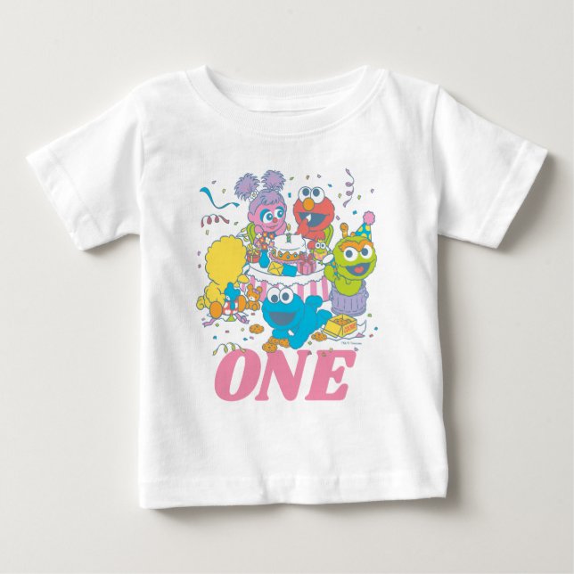 Sesame Street Pals Pastel | 1st Birthday Baby T-Shirt (Front)