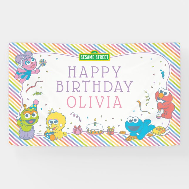 Sesame Street Pals Pastel | 1st Birthday Banner (Horizontal)