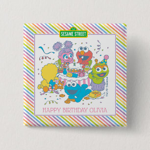Sesame Street Pals Pastel 1st Birthday Button