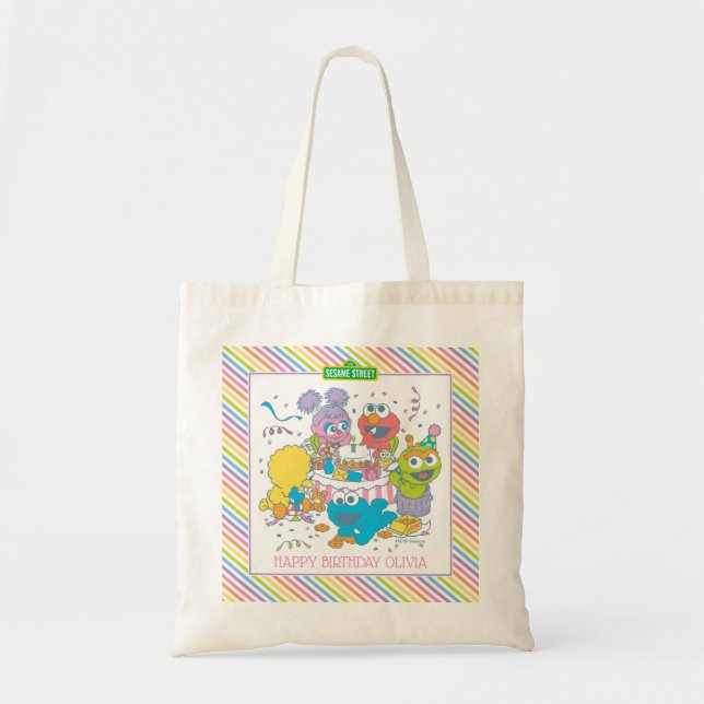 Sesame Street Pals Pastel | 1st Birthday Tote Bag (Front)