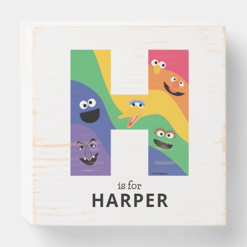 Sesame Street Pals Rainbow Alphabet H Wooden Box Sign