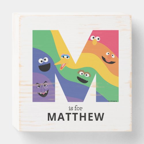 Sesame Street Pals Rainbow Alphabet M Wooden Box Sign