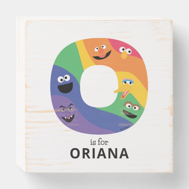 Sesame Street Pals Rainbow Alphabet O Wooden Box Sign (Front Horizontal)