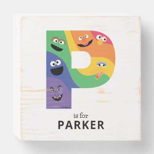 Sesame Street Pals Rainbow Alphabet P Wooden Box Sign