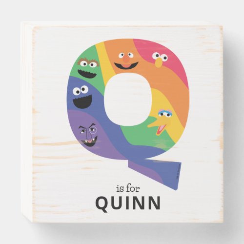 Sesame Street Pals Rainbow Alphabet Q Wooden Box Sign