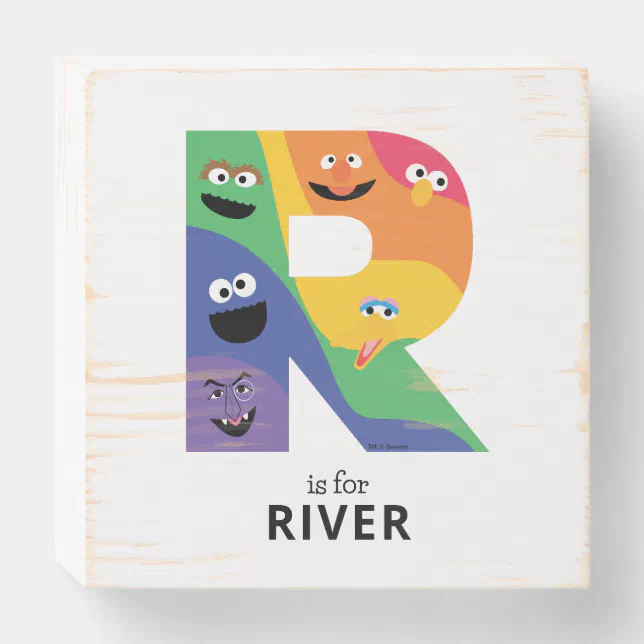 Sesame Street Pals Rainbow Alphabet R Wooden Box Sign | Zazzle