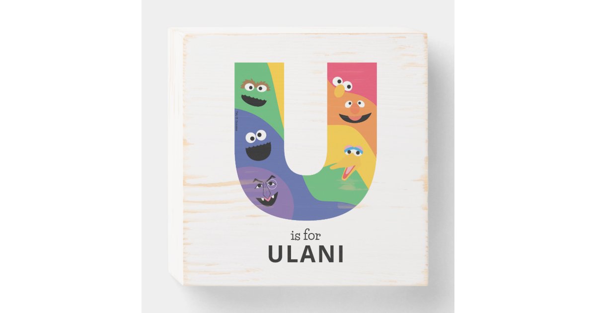 Sesame Street Pals Rainbow Alphabet U Wooden Box Sign | Zazzle