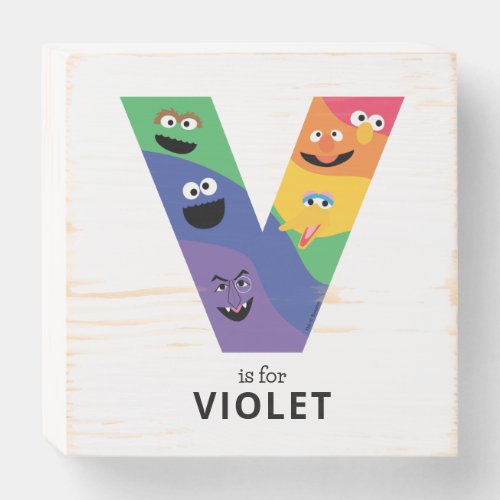 Sesame Street Pals Rainbow Alphabet V Wooden Box Sign