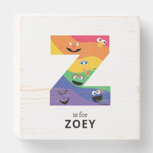 Sesame Street Pals Rainbow Alphabet Z Wooden Box Sign