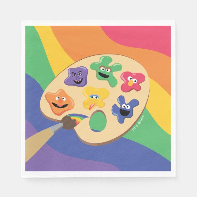 Sesame Street Pals Rainbow Art Party Paper Napkin (Front)