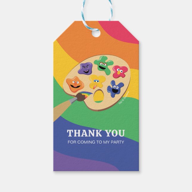 Sesame Street Pals Rainbow Art Party Thank You Gift Tags (Front)