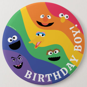 Sesame Street Pals Rainbow Birthday Boy Button