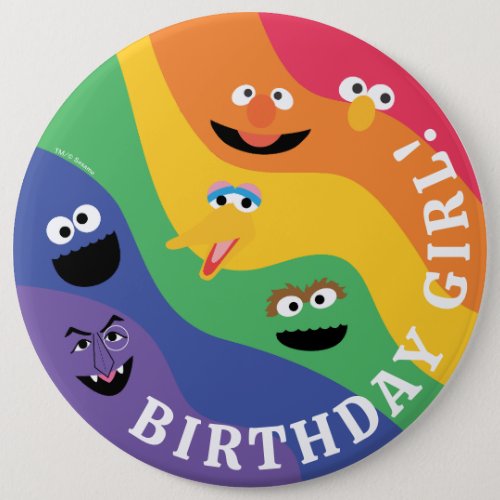 Sesame Street Pals Rainbow Birthday Girl Button