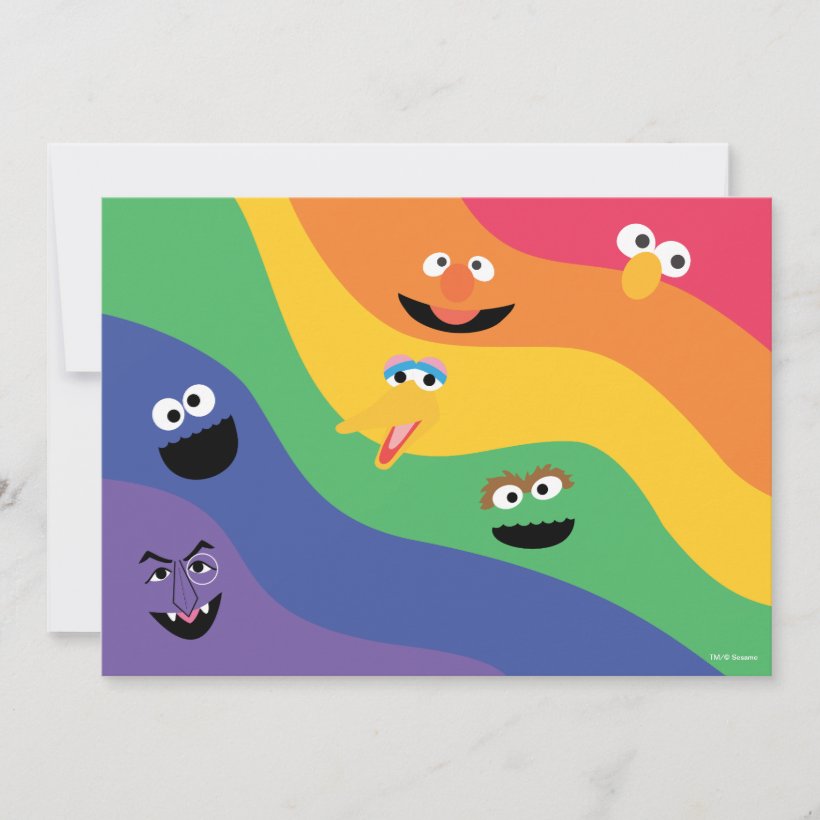 Sesame Street Pals Rainbow Birthday Invitation (Front)