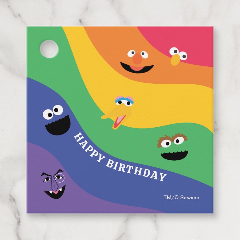 Sesame Street Pals Rainbow Favor Tags (Front)