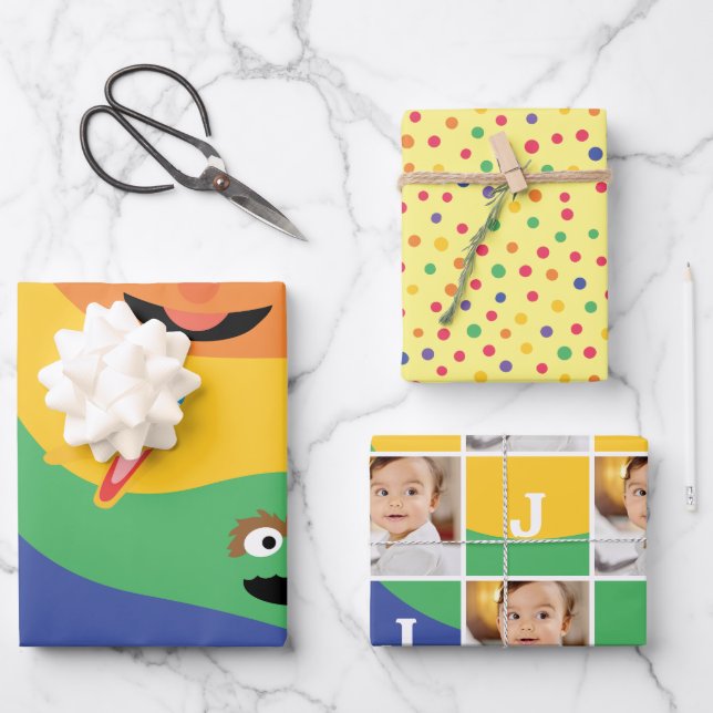 Sesame Street Pals Rainbow Photo Wrapping Paper Sheets (Front)