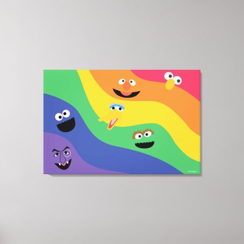 Sesame Street Pals Rainbow Stretched Canvas Print