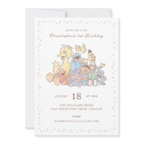 Sesame Street Pals Watercolor Confetti Birthday Invitation