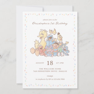 Sesame Street Pals Watercolor Confetti Birthday Invitation