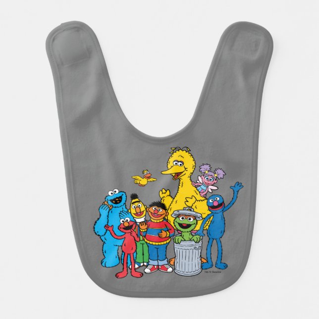 Sesame Street Pals Waving Baby Bib (Front)