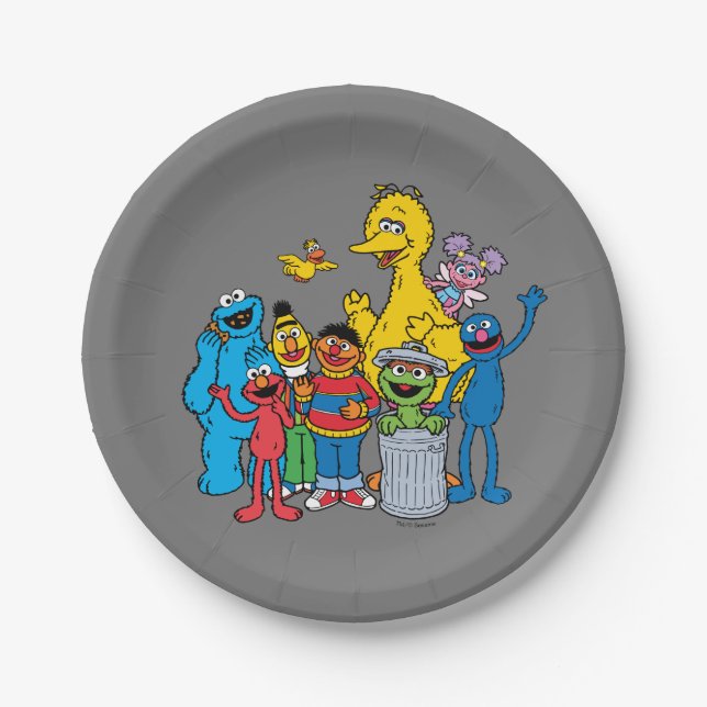Sesame Street Pals Waving Paper Plates (Front)