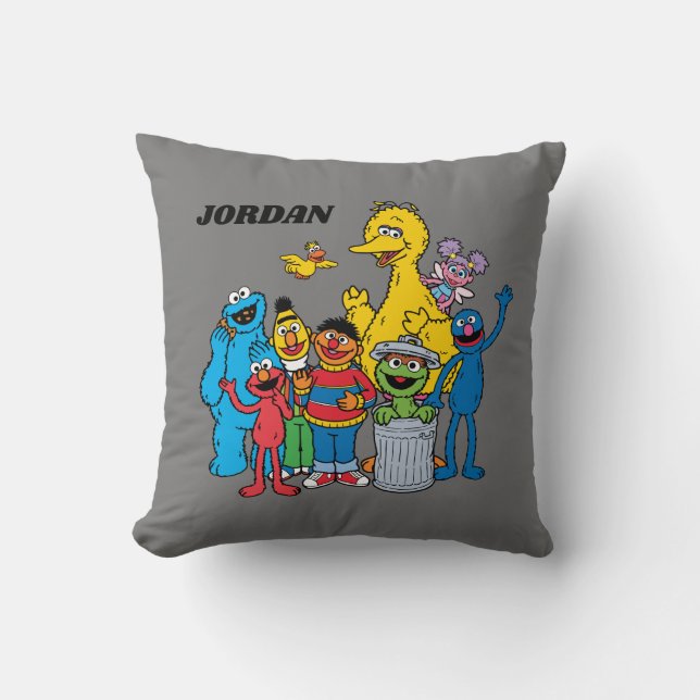 Sesame Street Pals Waving Throw Pillow (Front)