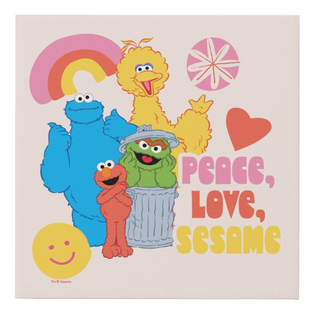Sesame Street | Peace, Love, Sesame Faux Canvas Print (Front)