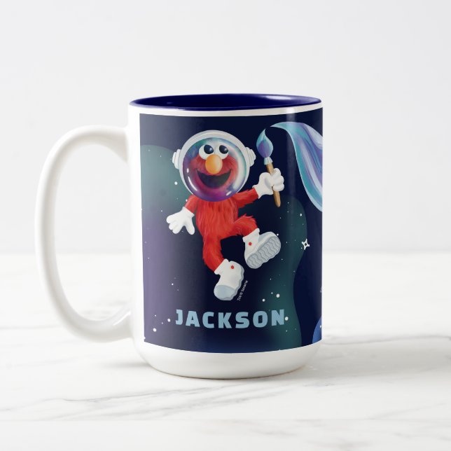 Sesame Street | Personalized Elmo Outer Space Two-Tone Coffee Mug (Left)