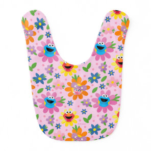 Sesame Street Pink Floral Pattern Baby Bib