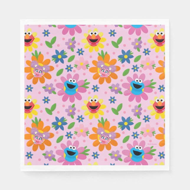 Sesame Street Pink Floral Pattern Napkins (Front)