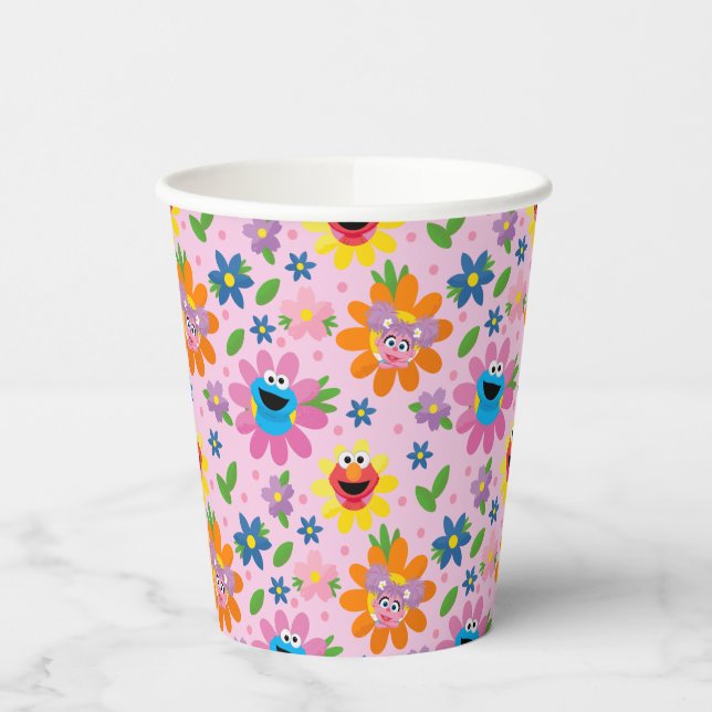 Sesame Street Pink Floral Pattern Paper Cups (Left)