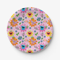 Sesame Street Pink Floral Pattern Paper Plates