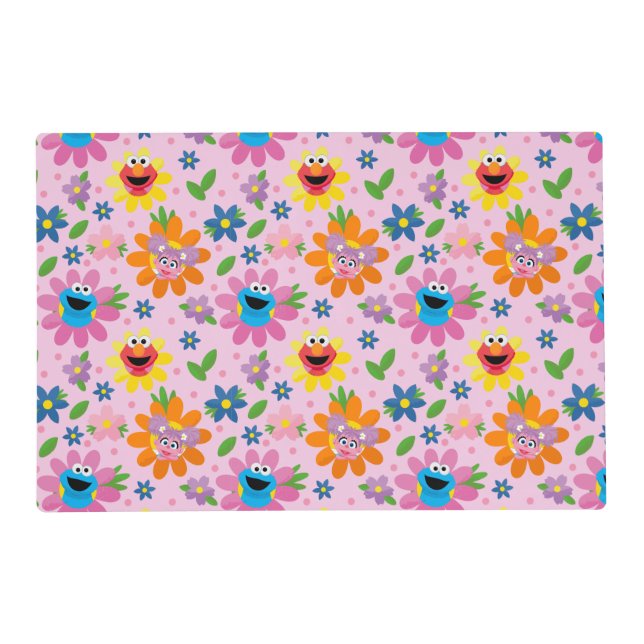 Sesame Street Pink Floral Pattern Placemat (Front)