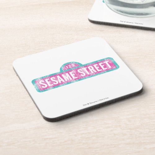Sesame Street Pink Sign Logo Beverage Coaster