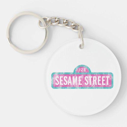 Sesame Street Pink Sign Logo Keychain