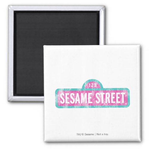 Sesame Street Pink Sign Logo Magnet